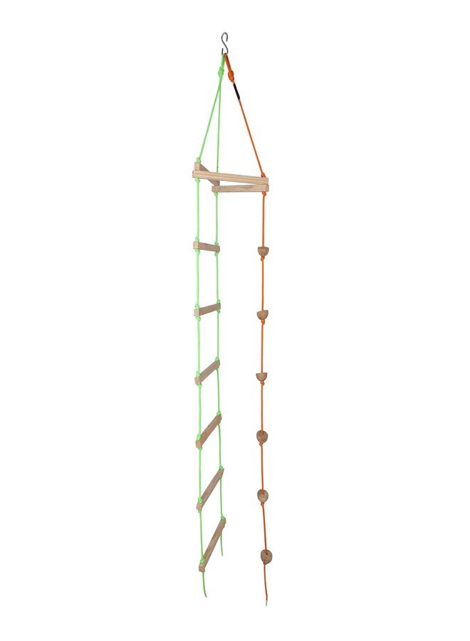 BOFFLE سلم حبال للأطفال من بوفل | درج تسلق للأطفال | ميزان خشبي للأطفال للنشاط البدني | ألعاب داخلية وخارجية للأطفال من 3 إلى 10 سنوات - Image 1